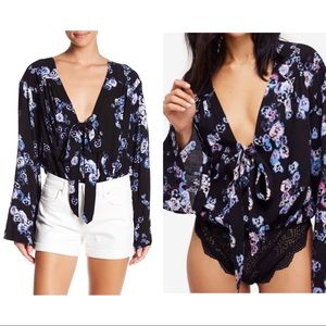 Free People Forties Feel Bell Sleeve Bodysuit